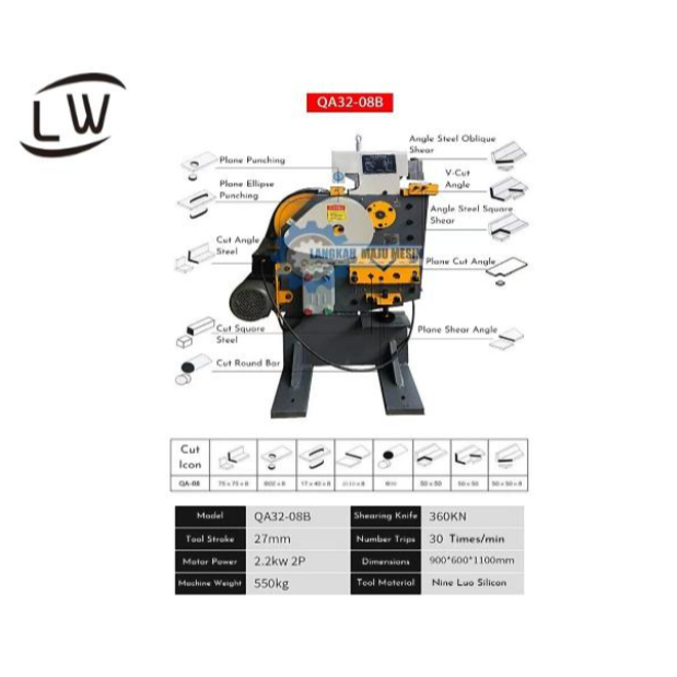 MESIN POTONG BESI HYDOLIC MULTIFUNGSI PUNCHING SHEARING IRONWORKER 12B