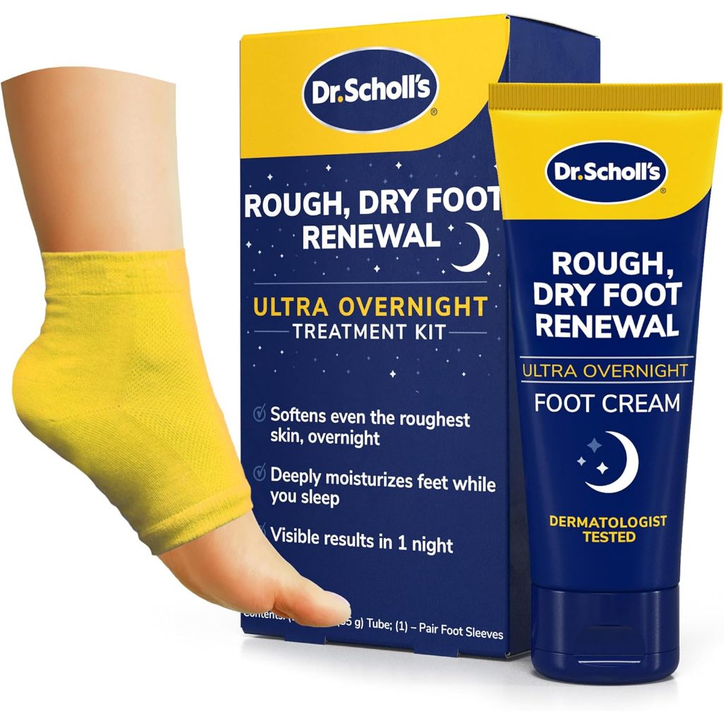 Dr. Scholl's Rough, Dry Foot Renewal Ultra Overnight Treatment with Overnight Foot Cream 3oz with Al