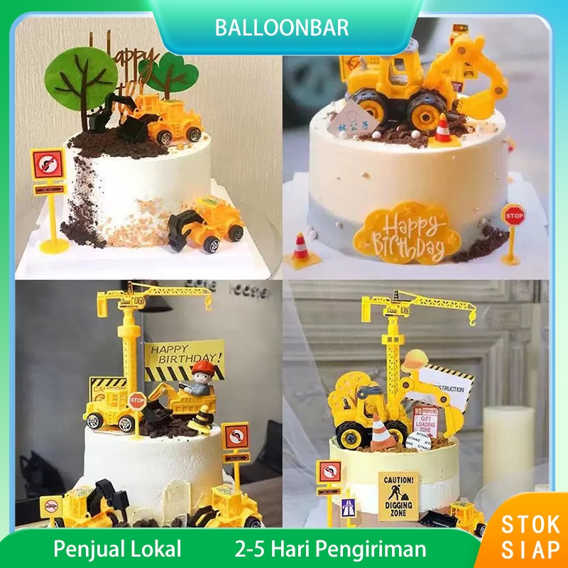 Konstruksi Mainan Dekorasi Kue Topper Cupcake untuk Nikmat Pesta Ulang Tahun Anak Laki-laki