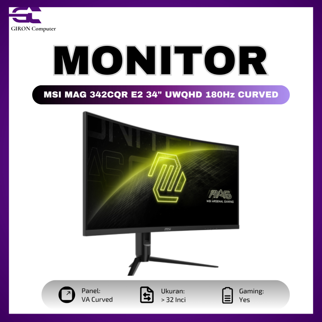 Monitor MSI MAG 342CQR E2 34" UWQHD 180Hz Curved Gaming Monitor / Monitor 34 inch