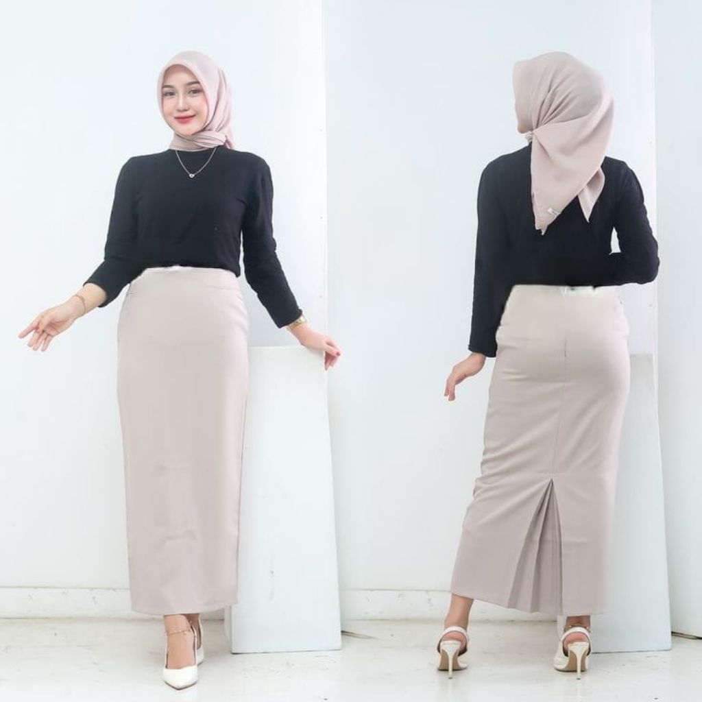 ROK SPAN PANJANG SATIN WANITA