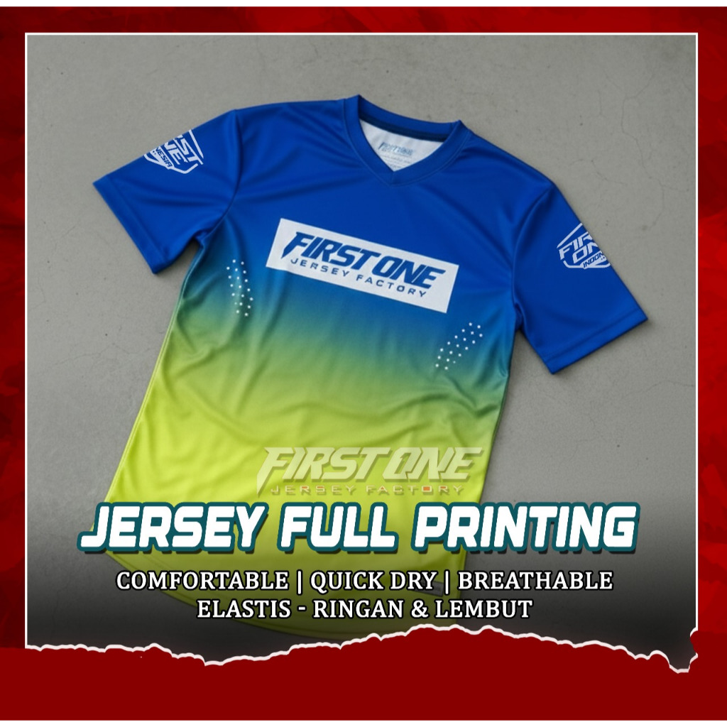 FIRST ONE JERSEY BAJU KAOS T-SHIRT PRIA WANITA RUNNING LARI BAHAN ADEM CEPAT KERING MURAH TERBAIK