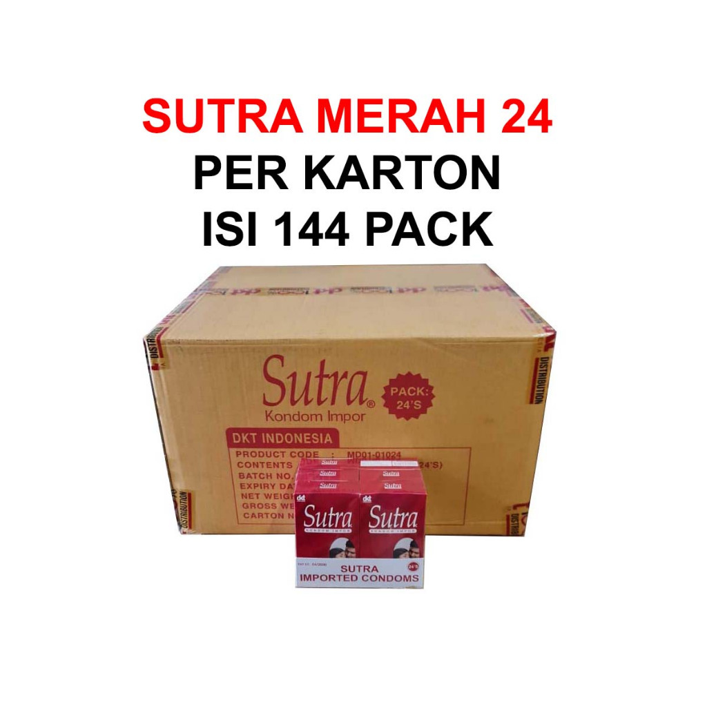 Per Karton Kondom Sutra Merah 24 Isi 144 Pack