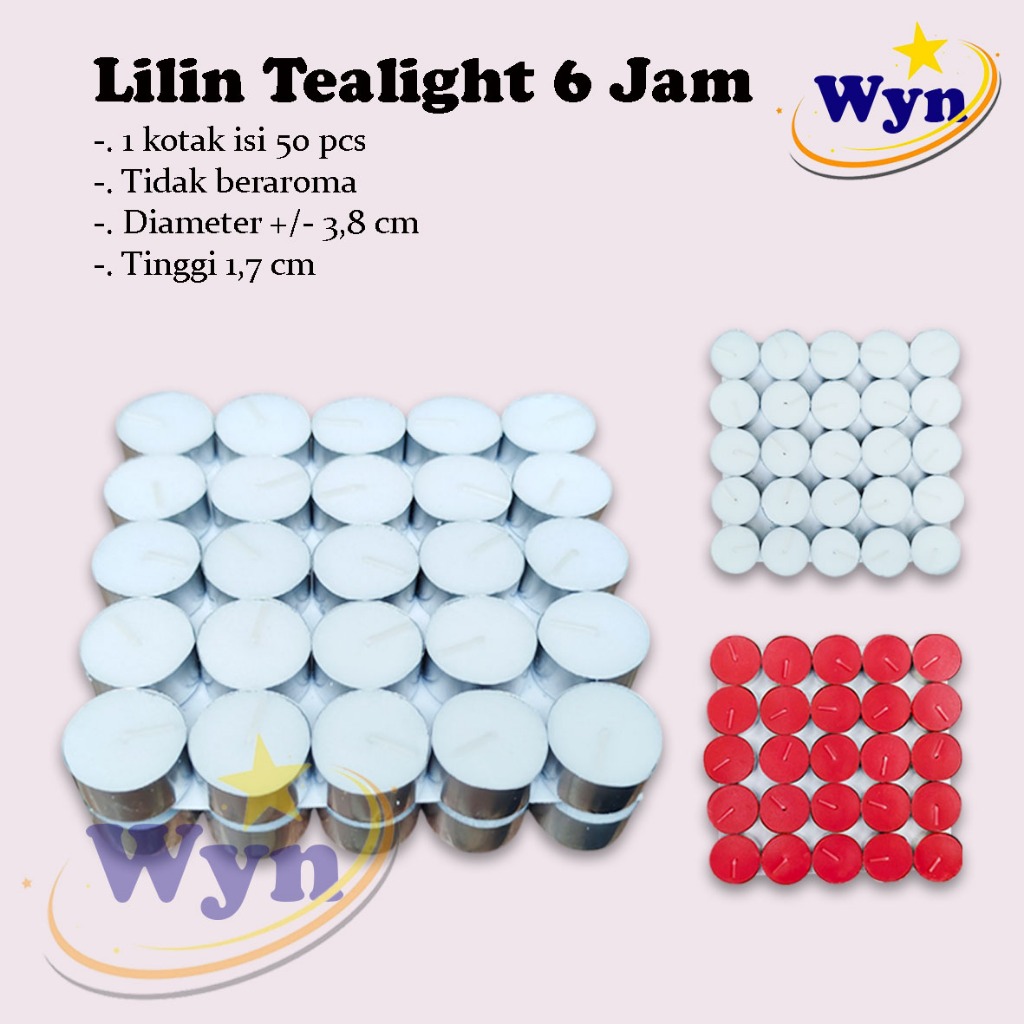 Lilin tealight / Lilin kaleng 6 jam isi 50 pcs