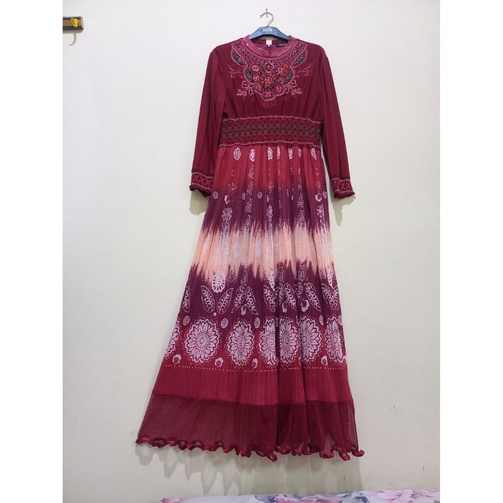 GAMIS MANIK MERAH MARUN CANTIK | GAMIS JERSEY PREMIUM | PL