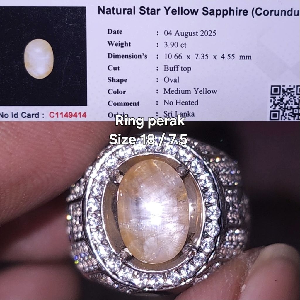 natural yellow sapphire star ceylon safir srilanka yakut kuning BODY GLASS