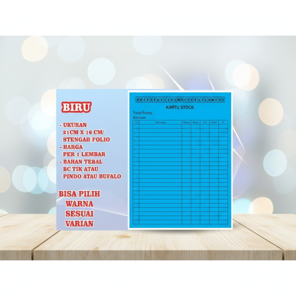 Cetak Kartu Stock / Kartu Stok Obat UKURAN STENGAH FOLIO