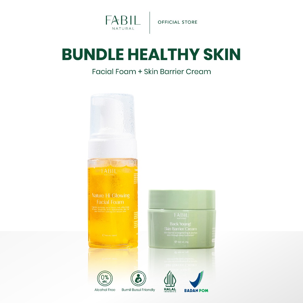 [2 pcs] Fabil Bundle Facial Foam + Back Young Skin Barrier Cream - Paket Skincare Melembabkan dan Me