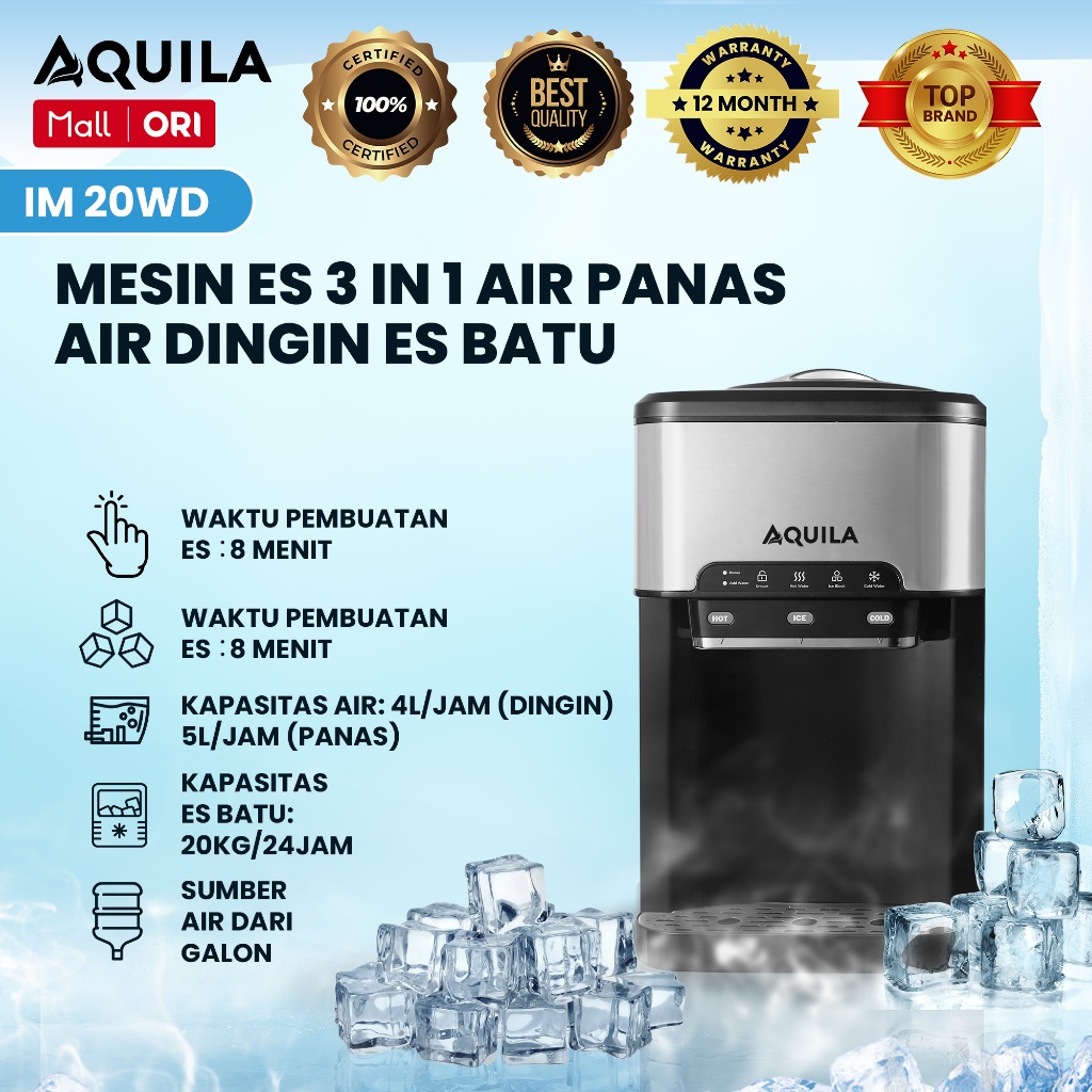 Aquila IM 20wd Dispenser Multifungsi 3 in 1 Air Panas-Dingin-Es  |  Dispenser Air Panas & Dingin dan