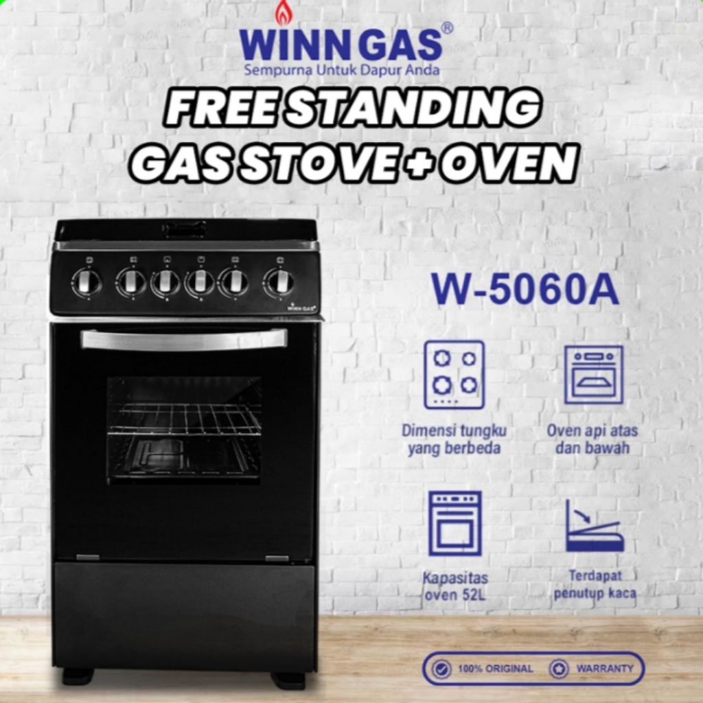 BATAM - WINN GAS W5060A W 5060 A kompor gas free standing 4 tungku + oven 52 liter