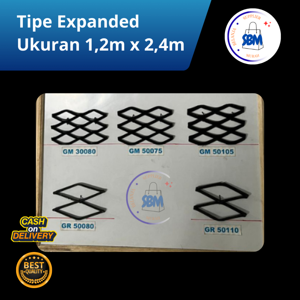 Expanded Metal Jaring Baja Type Hitam | Tinggi 120cm Panjang 240cm | Tebal 0,7mm - 3mm | Type GM 300