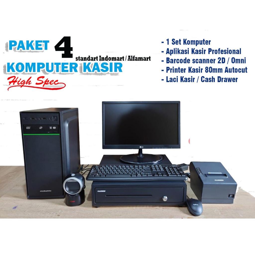 PAKET LENGKAP KOMPUTER KASIR full set KASIR TOKO RETAIL/TOKO GROSIR/MINIMARKET dll SIAP PAKAI