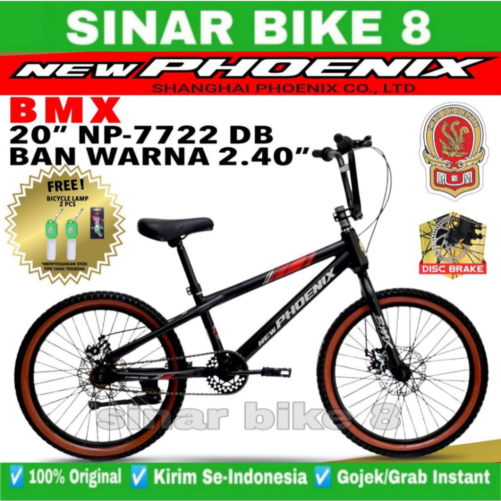 Sepeda Anak Laki Ukuran 20 Inch BMX PHOENIX NP- 7722 DB New Ban Kecil 2.40