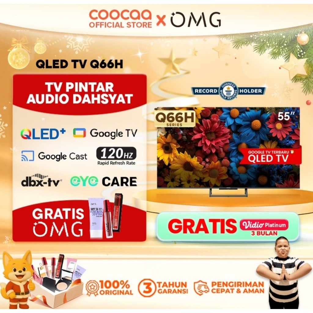 COOCAA 65Q66H QLED TV 65 inch Digital Smart Google 4K UHD TV