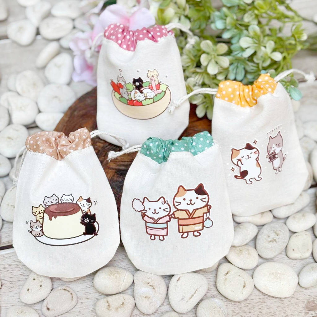 Pouch Serut Blacu Mini Dompet Kantong Kain Kecil Koin Makeup Gift Coin Aksesoris Tas Katun Lucu Imut