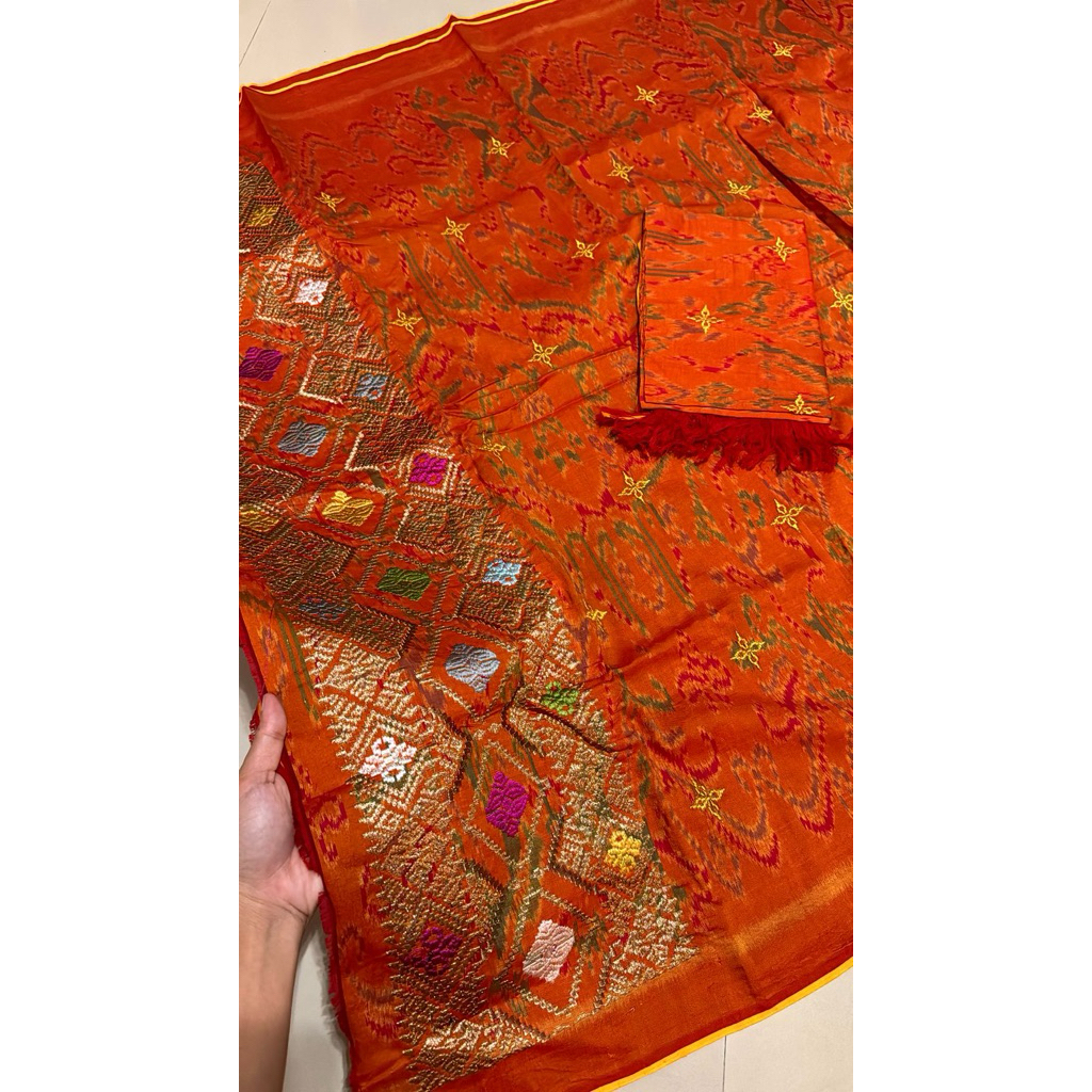 kamen endek set selendang tumpal songket bordir premium//kamen endek