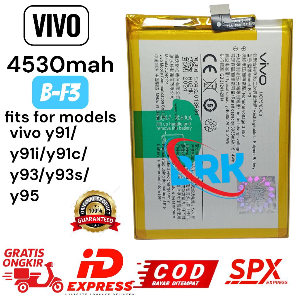 BATERAI BATRE VIVO B-F3 Y93 4530mah B-F3 ORIGINAL