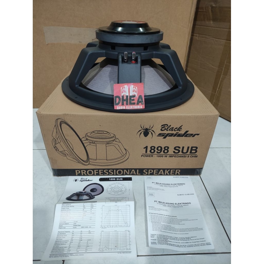 Speaker KOMPONEN Black Spider 1898 SUB SubWoofer 18 Inch BlackSpider coil 4 inch BS 1800 Watt Origin