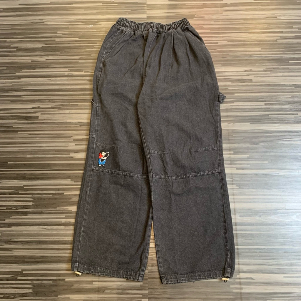 celana panjang long pants baggy jeans carpenter blackwash burning capone celana skate second origina