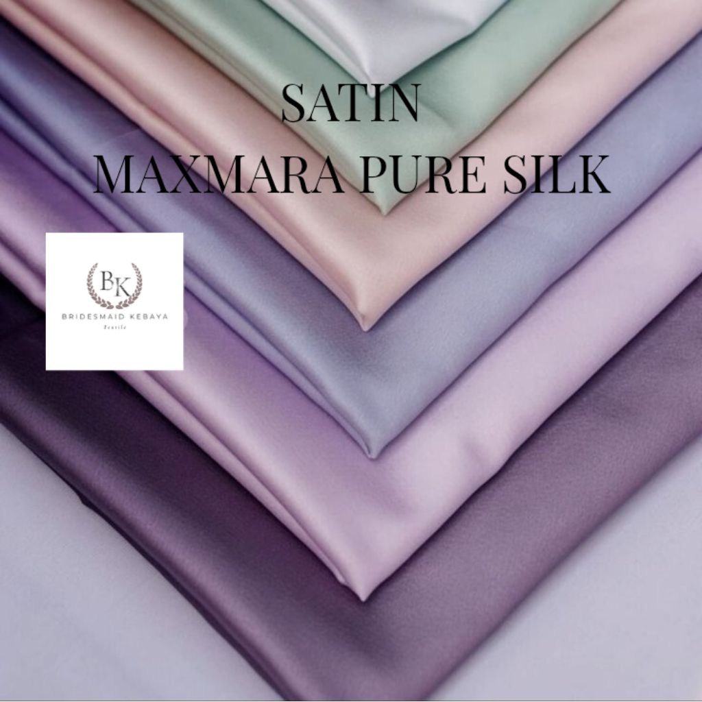 PROMO 1/2 Meter Bakal Kain Polosan Satin Maxmara Silky Premium Meteran Bahan Kain Gamis Satin Polos 