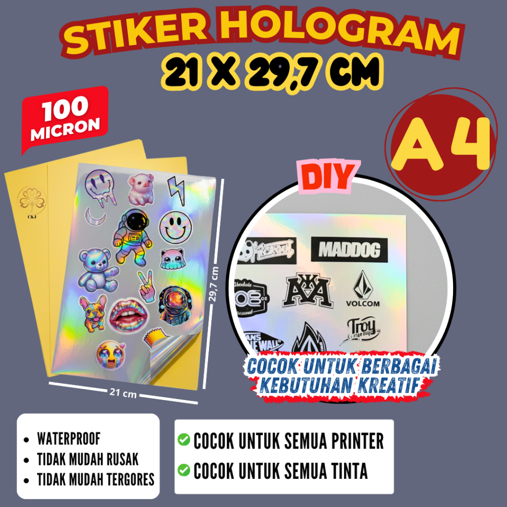 STIKER HOLOGRAM A4 INKJET WATERPROOF /STICKER HOLOGRAM UKURAN A4 ANTI AIR