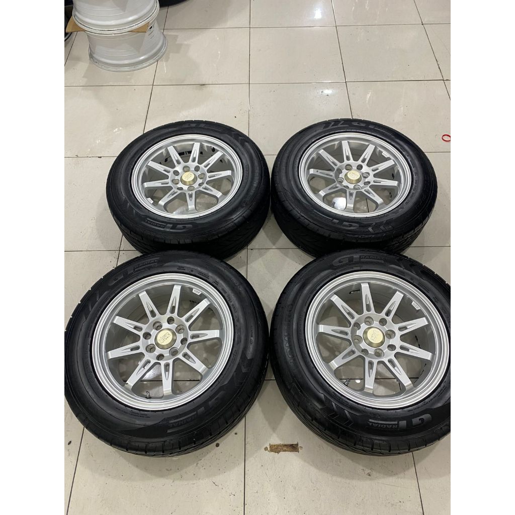 velg mobil bekas hsr tikala ring 15 pcd 4x100/114,3 lebar 6,5 plus ban 195 65 15