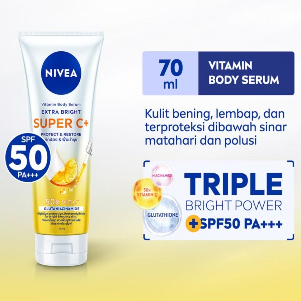 NIVEA Body Serum Extra Bright Super C+ SPF50+ PA+++ 70ml - Hand body serum lotion