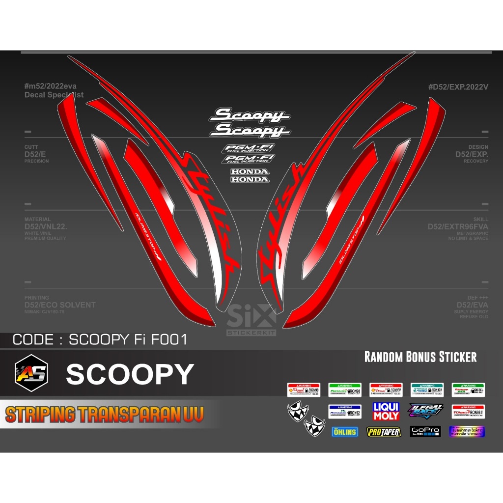 STIKER STRIPING SCOOPY 2019/DECAL STICKER STRIPING VARIASI TRANSPARAN UV HONDA SCOOPY 2019