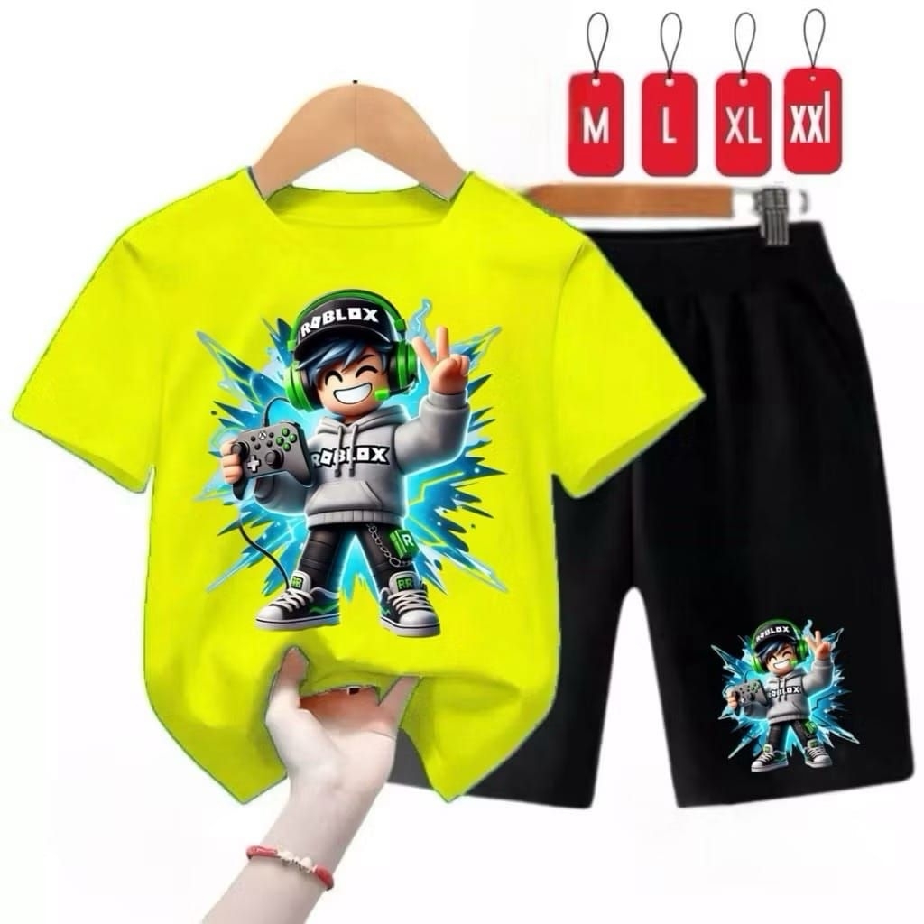 BAJU SETELAN ANAK COWOK/CEWEK MOTIF "ROBLOX BOY" BAJU ANAK ANAK LUCU BUAT UMUR 2-10thn