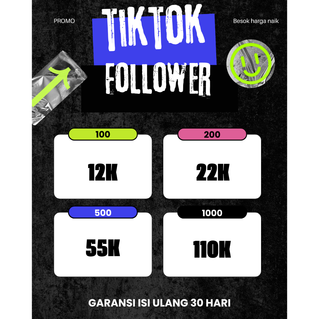 100 Tiktok Followers Indonesia. Tiktok Followers Indonesia. GARANSI ISI ULANG 30 HARI