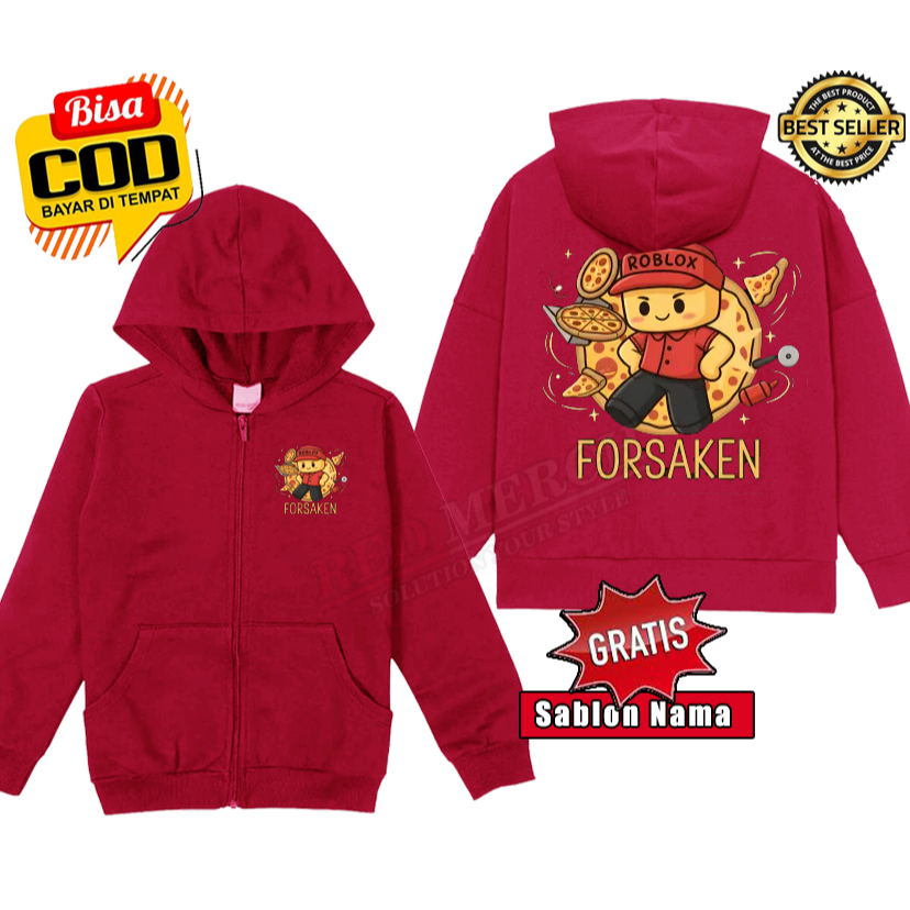 Jaket Hoodie zipper anak Elliot karakter forsaken roblox