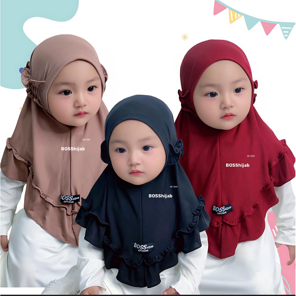 BOSShijab anak/ jilbab anak bayi 0  6 bulan 1 2 tahun SYIRIA CARLA KIDS kerudung anak perempuan jilb