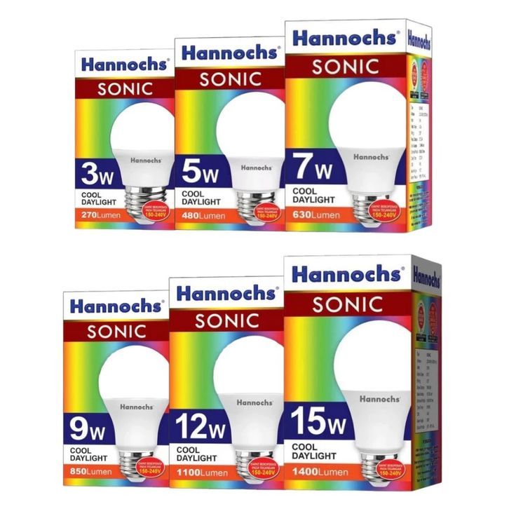 Hannochs Sonic LED 3-15W Cahaya Putih / Hannoch Sonic Cool Daylight - Bohlam Led Hannochs Led Bulb