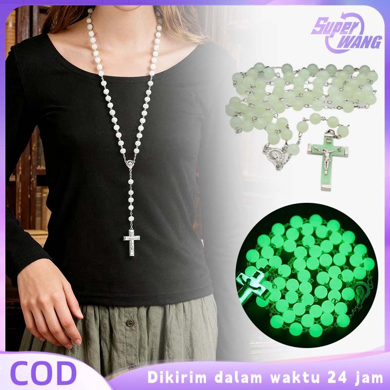 Kalung Rosario Katolik Aesthetic 8mm Rosario Katolik Kalung Aksesoris Kalung Salib Rosario