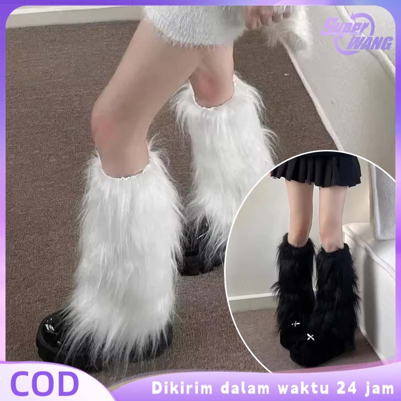 Warmer Leg Socks Perlindungan Dari Dingin 40cm Leg Warmer Winter Tetap Hangat Furry Leg Warmer