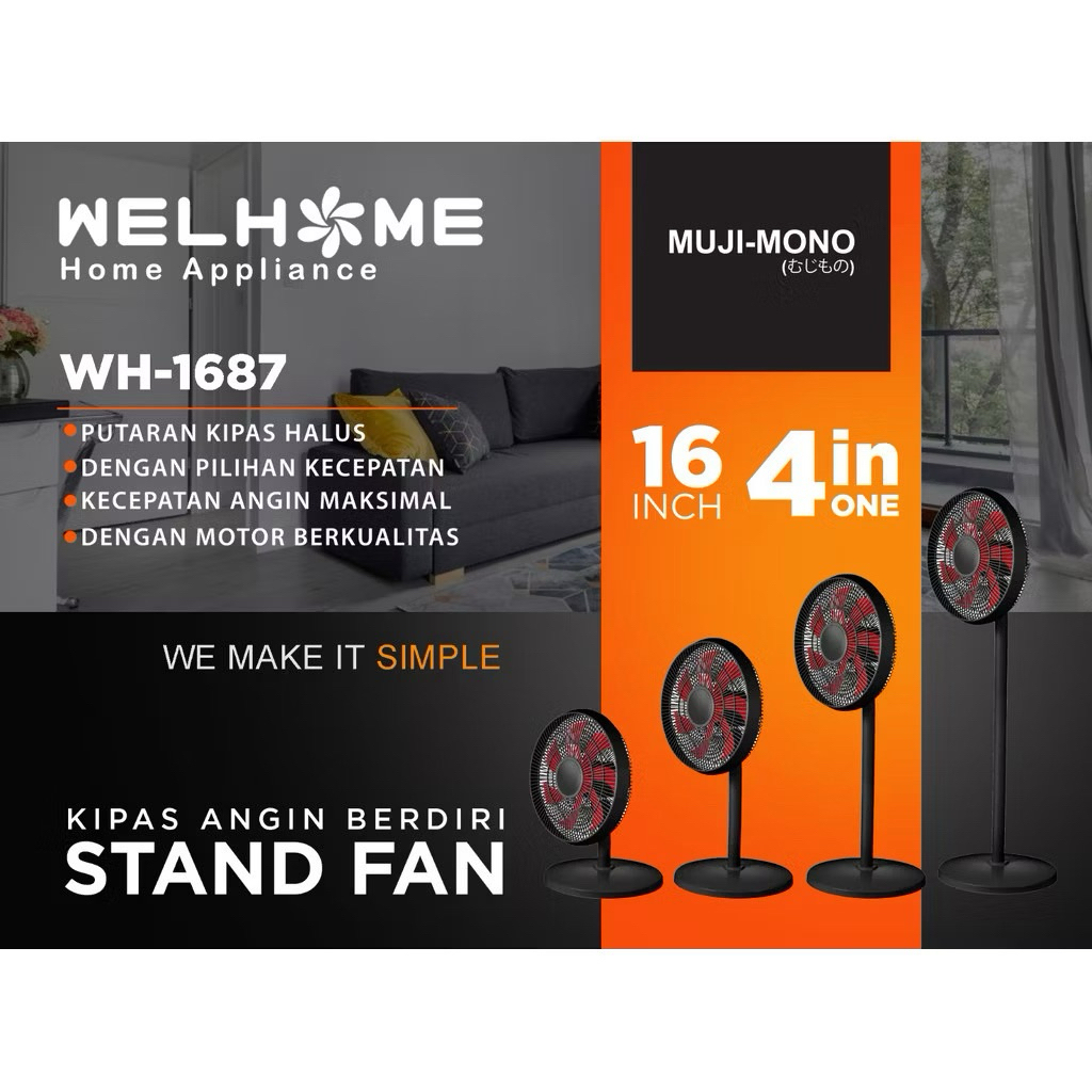 KIPAS ANGIN WELHOME KIPAS ANGIN BERDIRI ANGIN KENCANG