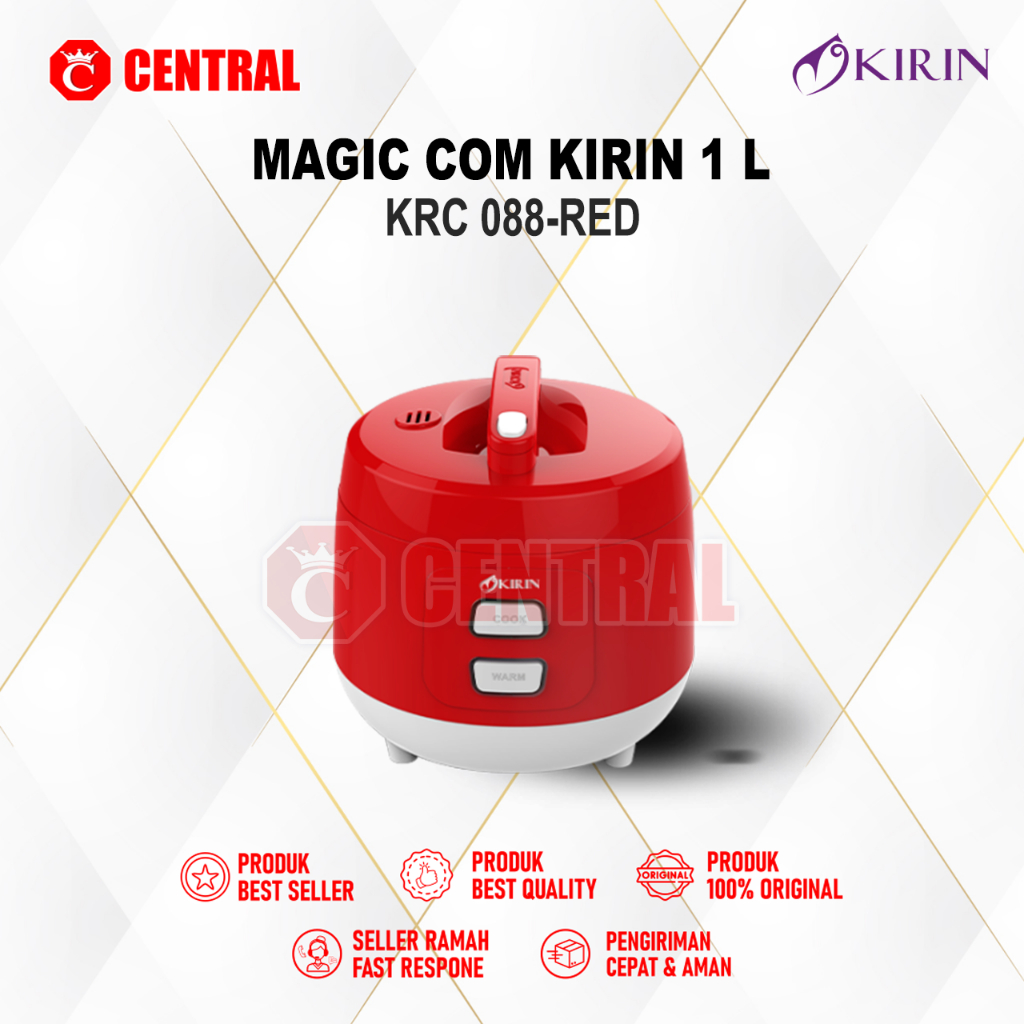 MAGIC COM KIRIN KRC-088 1 LITER RED PANCI STAINLESS