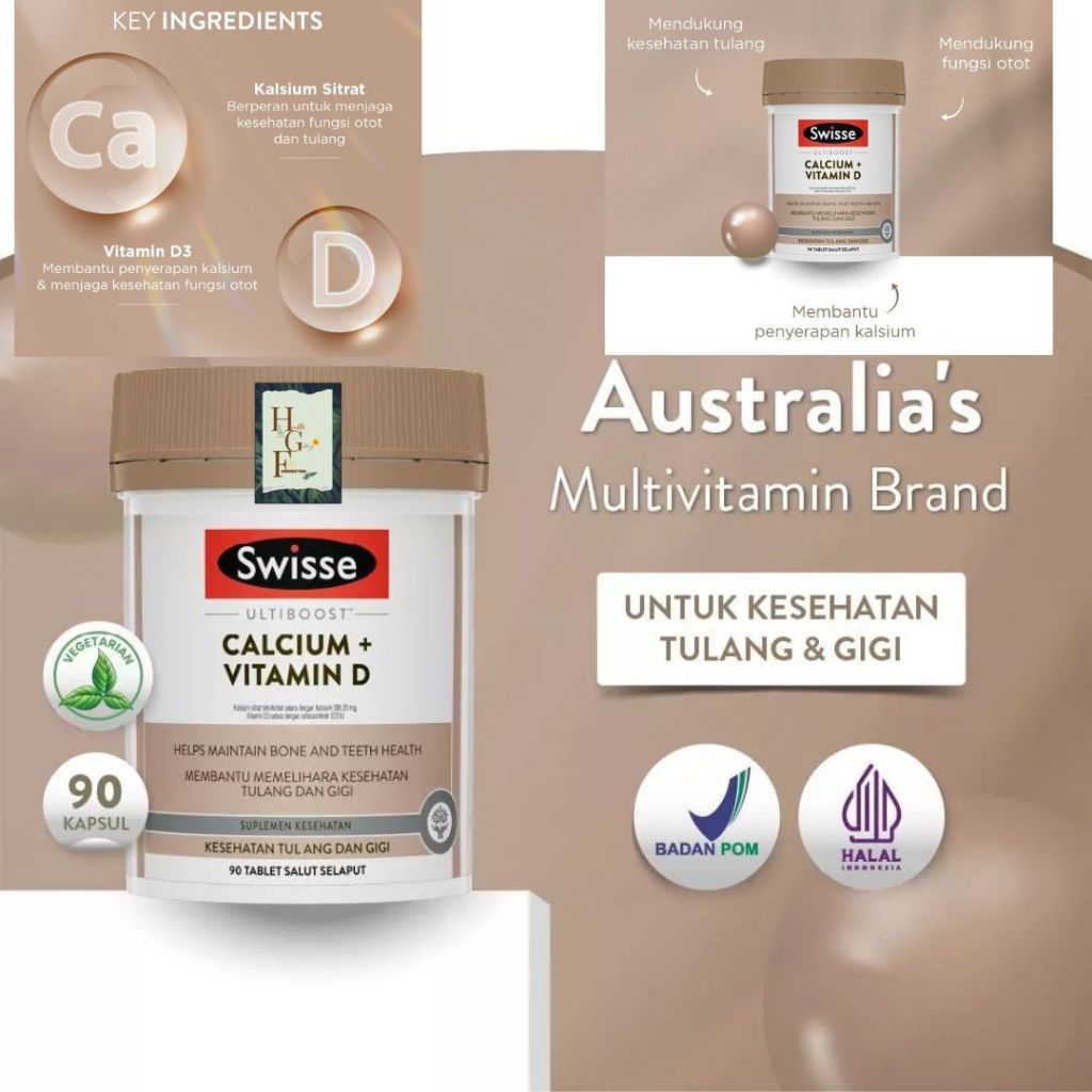Swisse Ultiboost Calcium & Vitamin D - Suplemen Kalsium & Vit D3