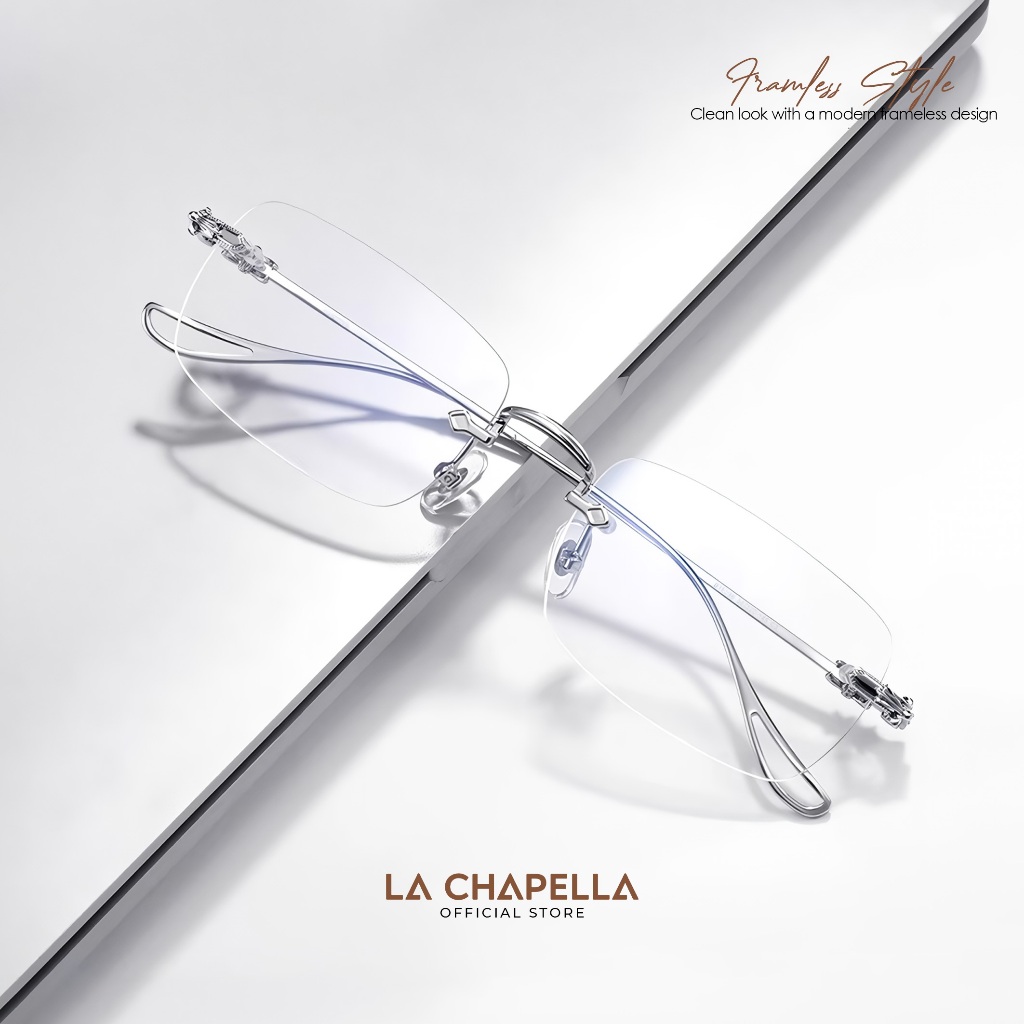 La Chapella Kacamata Minus Titanium Photocromic Wanita Anti Radiasi Blueray Frame Rimless 1135-16096
