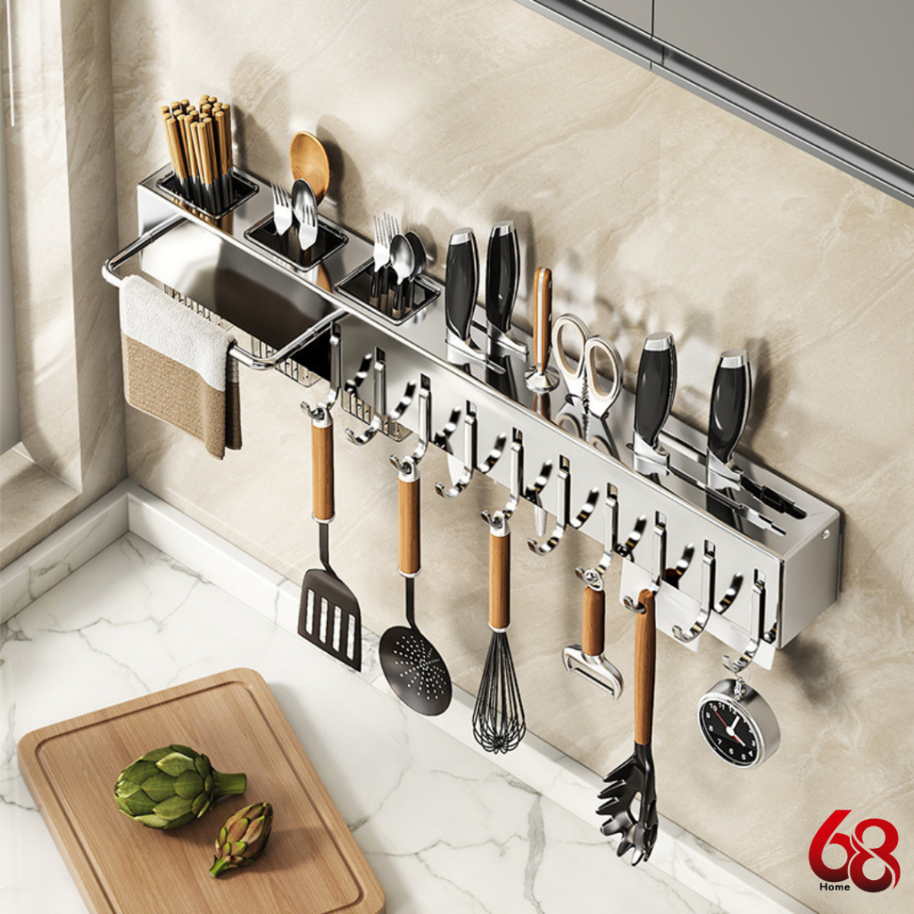Rak Peralatan Dapur | Rak Pisau Dinding Dapur | Organizer Gantungan Panci Stainless Steel Gantung