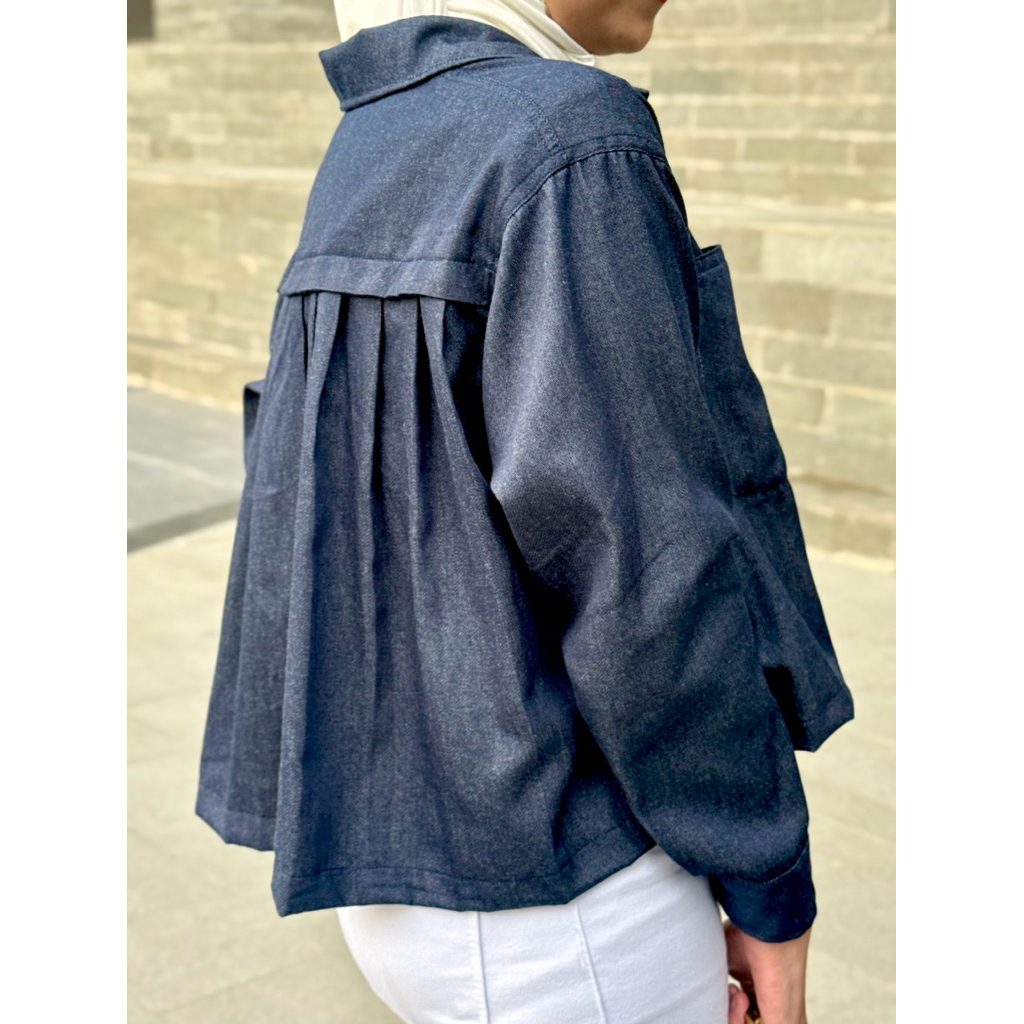 syalabell | jameela zipper | denim shirt | denim zipper | atasan wanita denim | denim jacket | denim