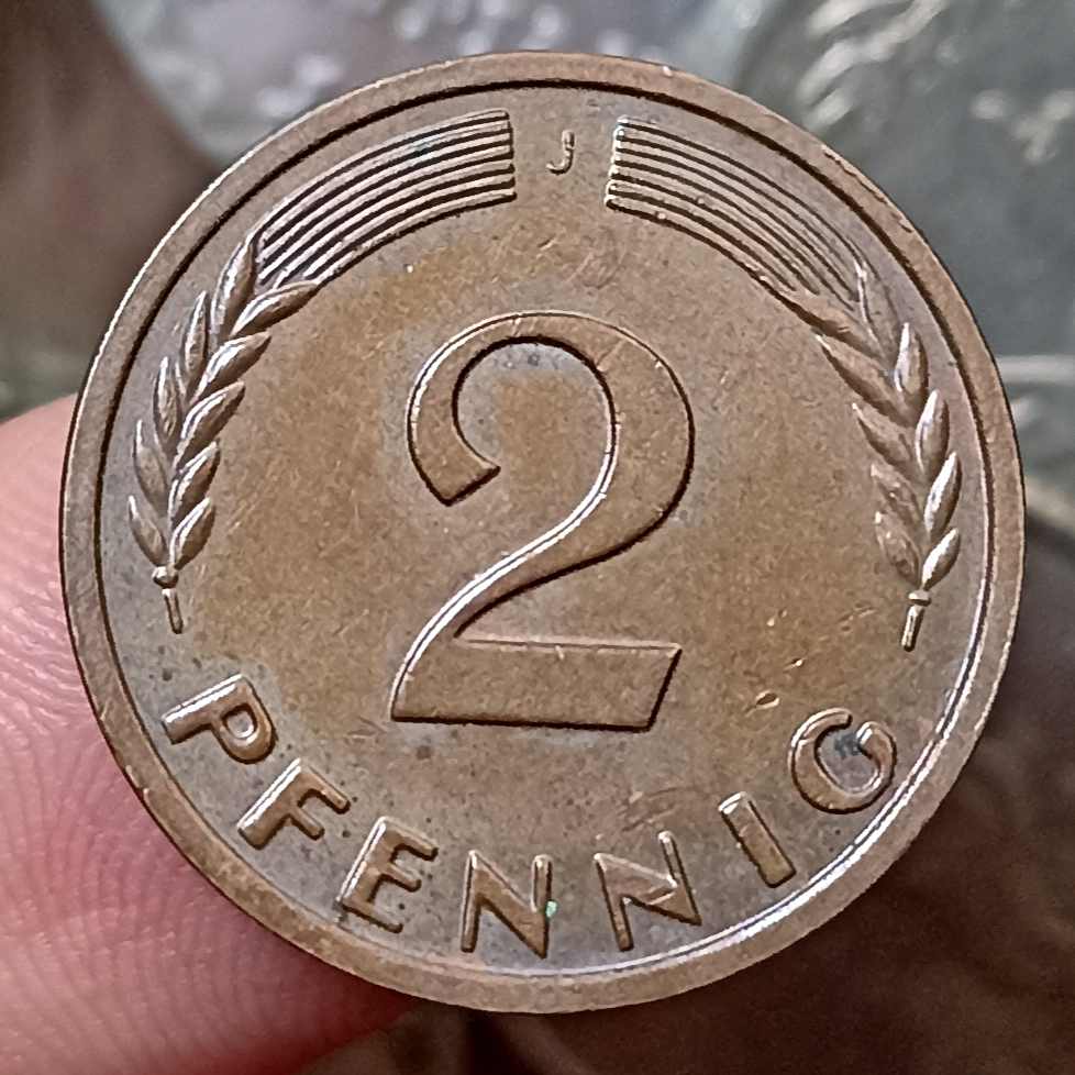 Koin Kuno Jerman / Germany 2 Pfennig Tahun 1962