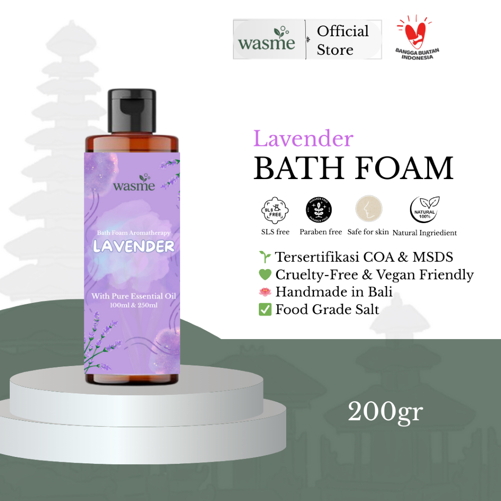 Wasme Lavender Bath Foam Busa Mandi Aromaterapi Natural Organic Therapeutic Grade Bubble Bath Relaks