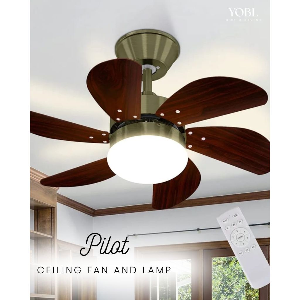 YOBL kipas dan lampu pilot mini wood ceiling fan and lamp