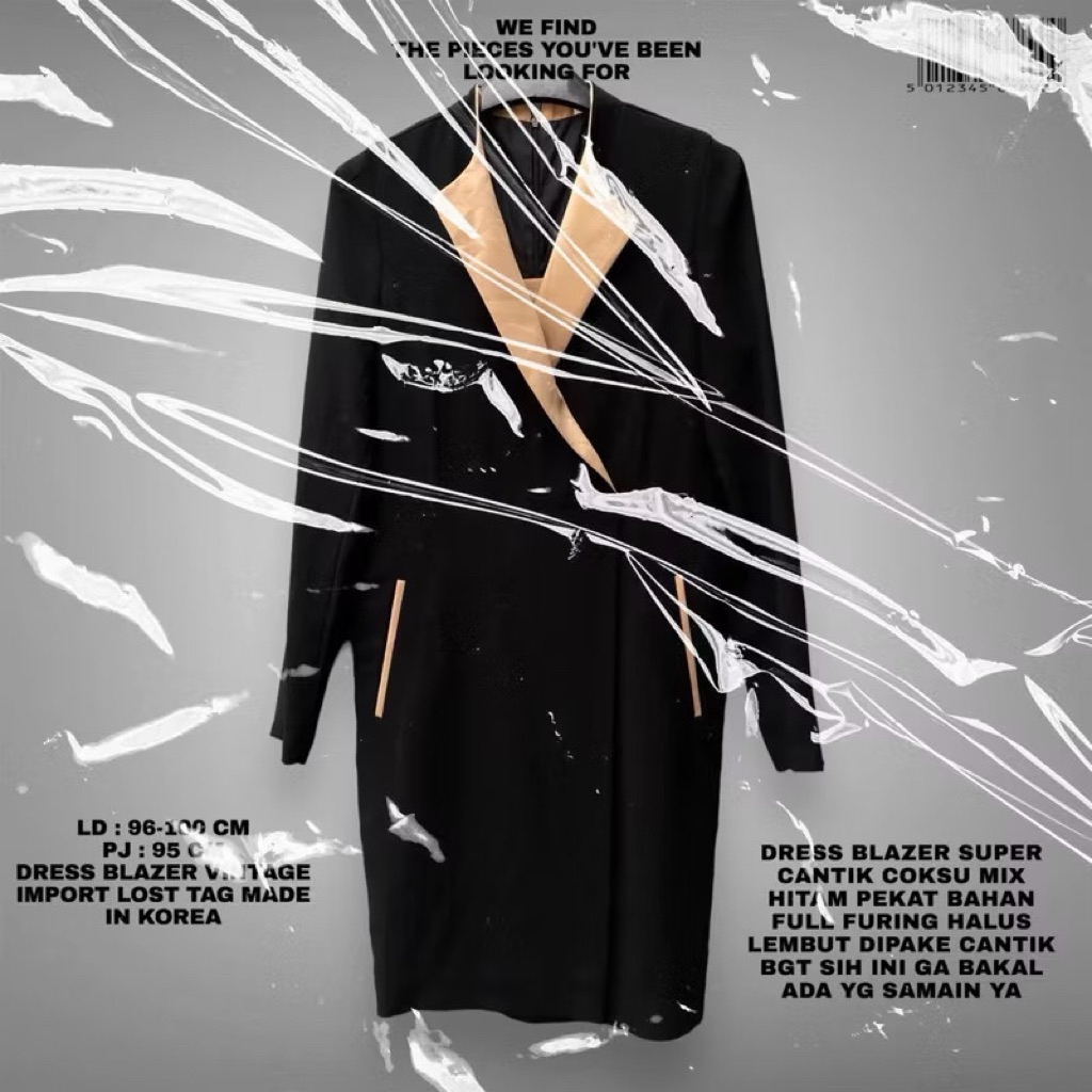 KOREAN DRESS ORIGINAL/BLAZER DRESS PREMIUM KOREAN LOOK/BLACK CHOCO BROWN KOMBINASI DRESS BLAZER PREM