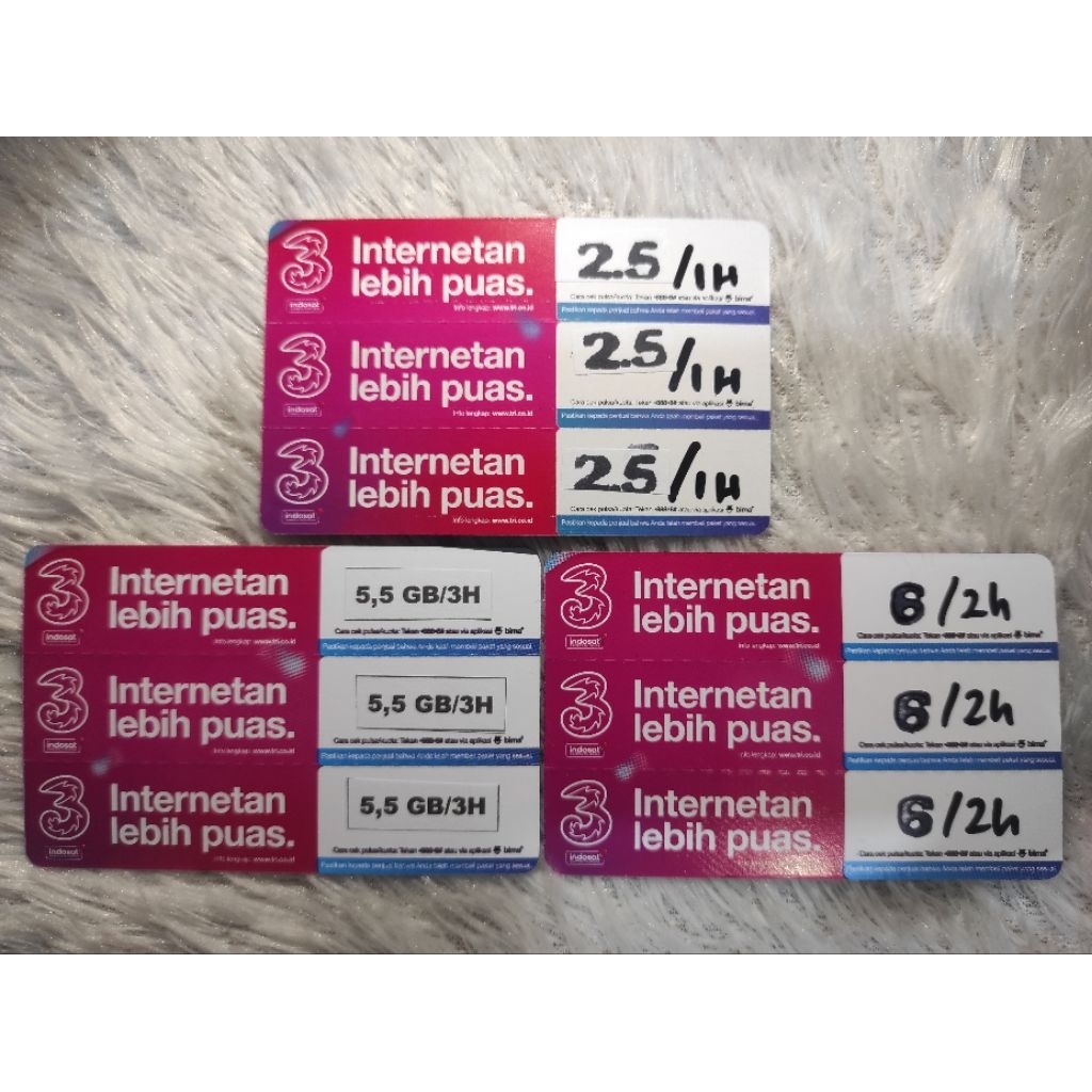 Voucher Three 2,5-12GB (1-7 hari)