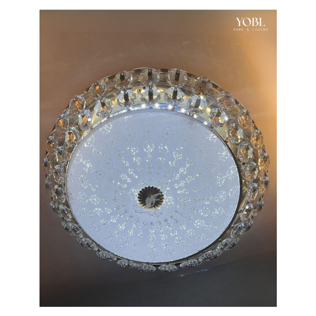 Lampu Hias Plafon LED Bulat 3 Cahaya+Biru D40cm Klasik