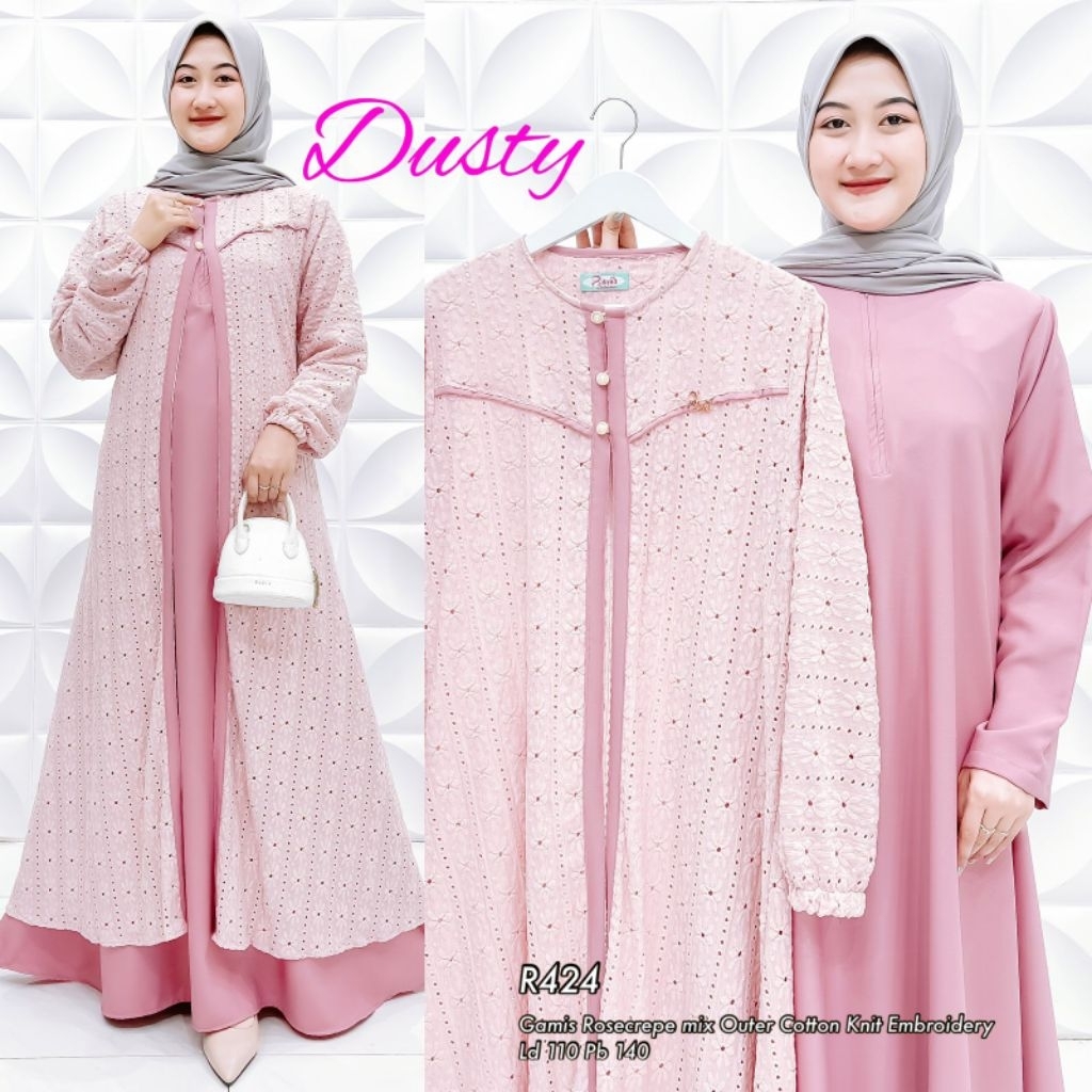 Gamis set Outer Embroidery Ribyka Collection R424 Gamis Pesta, Gamis Raya Series, Gamis Kondangan, G