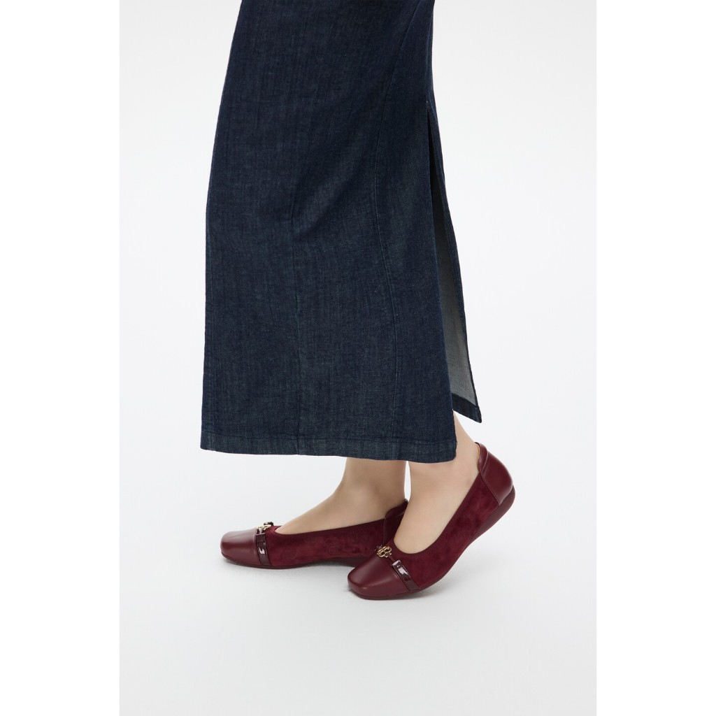 Everbest Ihlia Flat Shoes Wanita Black & Maroon