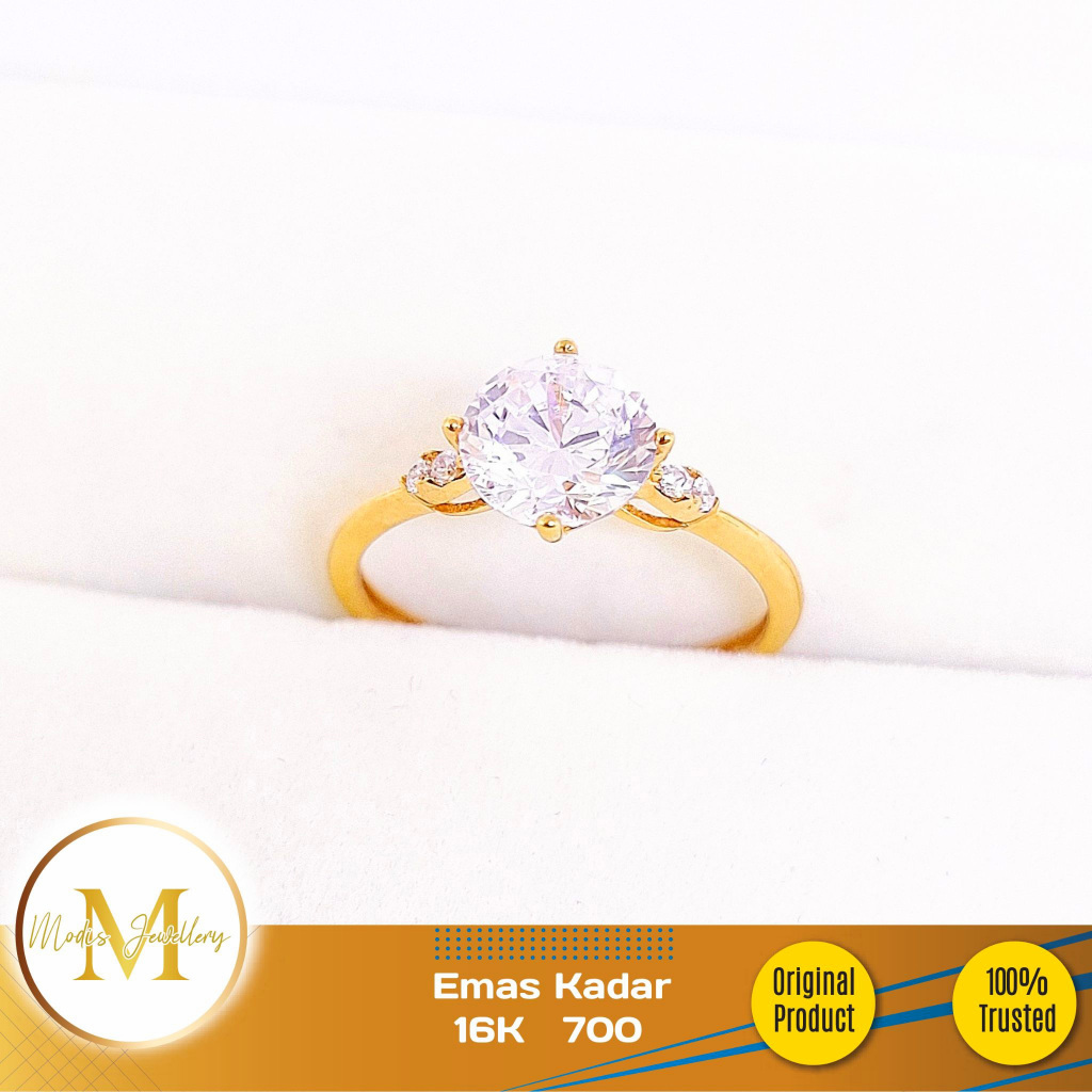MODIS JEWELLERY - Cincin Solitaire Medium Kuning - Emas 16k  700
